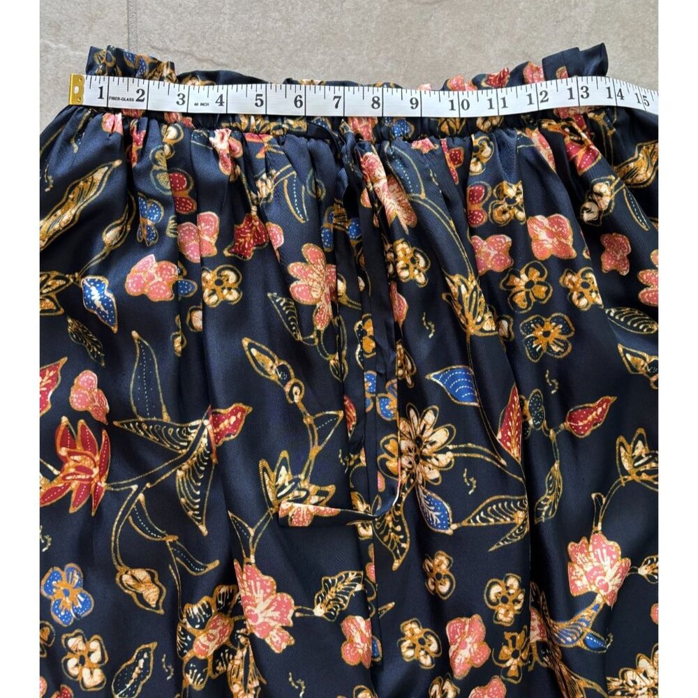 Ulla Johnson Carine Skirt Womens Size 8 Silk Handkerchief Hem Skirt Black Floral - Picture 9 of 10
